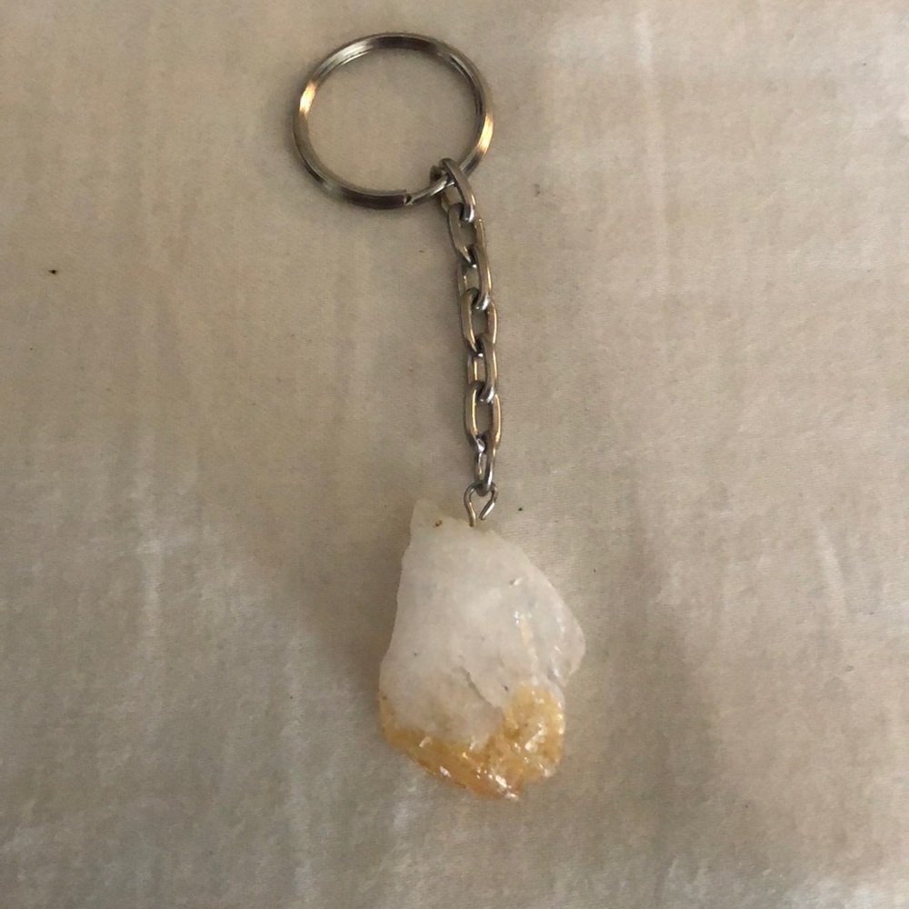 Citrine crystal keychain